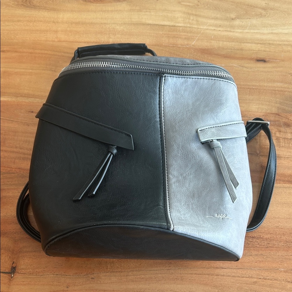 Espe Vegan Leather Two-Tone Black and Gray Mini Backpack